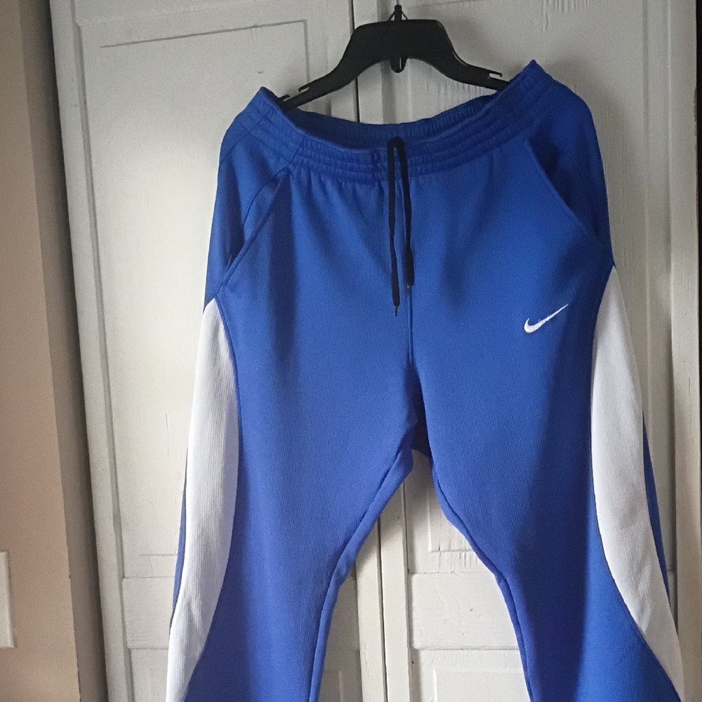 Nike Men's Royal Blue Joggers with White Stripes